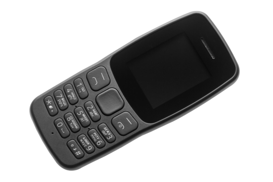 Old retro mobile phone isolated on white background