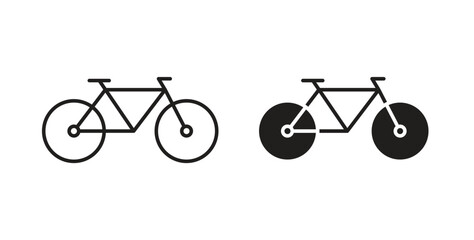 Fototapeta premium Bicycle icon with editable stroke. Thin Line and flat icons for UI designs