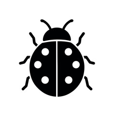 Obraz premium ladybug flat black solid vector illustration isolated on white background