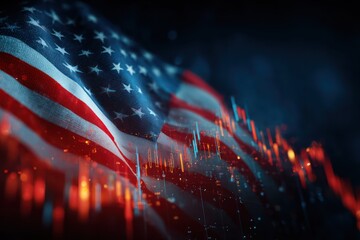 American Economy Stock Market Innovation Flag Overlay