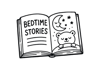 handdrawn cute doodle style bedtime story book vector line illustration