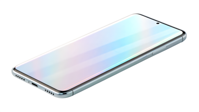 Edge-to-Edge Transparent Hologram Phone – Ultra-Thin Glass Smartphone Concept on White Background