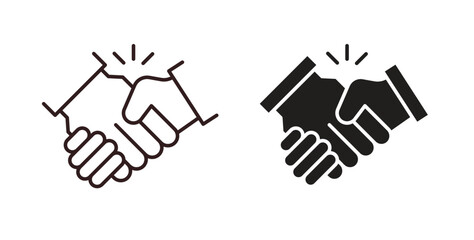 Fototapeta premium Business deal icon with editable stroke. Thin Line and flat icons for UI designs