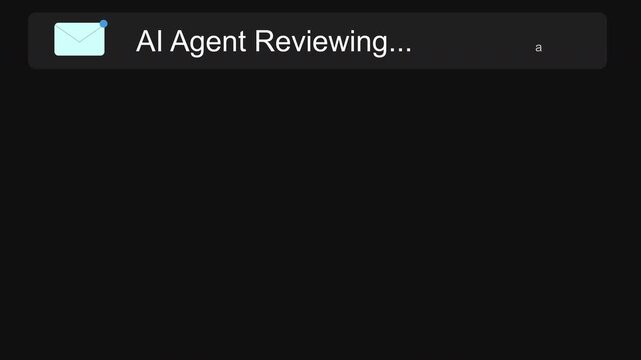 User interface notification system animation with alpha channel, new mail received and being screened or reviewed by ai agent, interface element for infographics, explainer and other creative projects