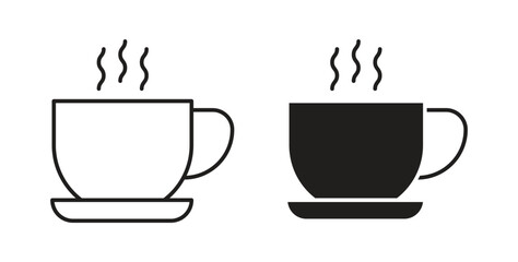 Obraz premium Coffee icon with editable stroke. Thin Line and flat icons for UI designs