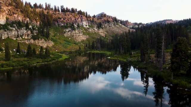 4K Aerial Autumn  Fall Views of Tony Grove White Pine Lake Utah Hiking