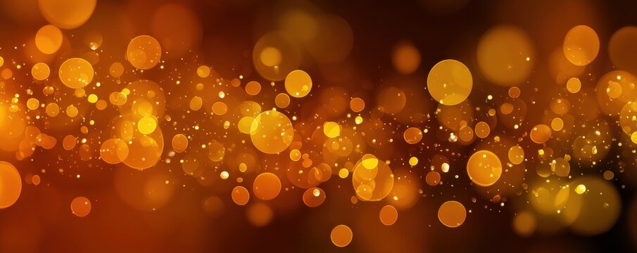 Warm orange and yellow bokeh lights create a glowing abstract background for design projects