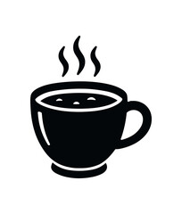 cup of hot cocoa flat black solid vector illustration isolated on white background