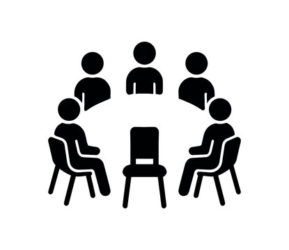 support group circle flat black solid vector illustration isolated on white background