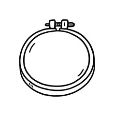 Obraz premium handdrawn cute doodle style embroidery hoop vector line illustration