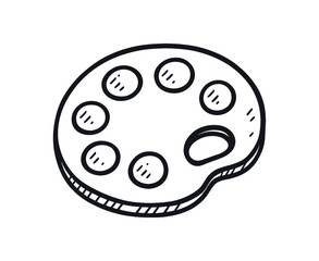 handdrawn cute doodle style paint palette vector line illustration