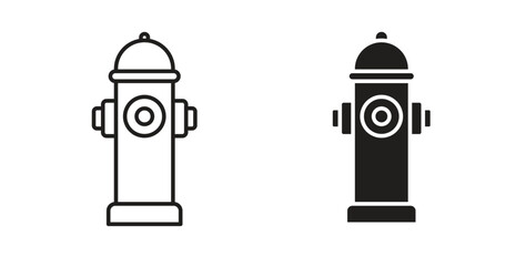 Fire hydrant icon with editable stroke. Thin Line and flat icons for UI designs