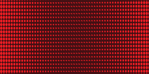 Halftone  pattern dot background. Gradient faded dots. Red color circle isolated on dark red backdrop. Vector illustration.