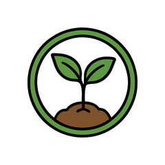 Clean eco label collection flat vector illustration bold handdrawn outlines bright solid fills isolated on white clean white space sticker style minimal detail compostable packaging sprout