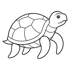 Cartoon turtle coloring page outline Vector