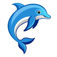 Fototapeta premium Stylized blue dolphin illustration on white background Vector