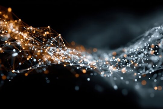 Abstract AI Learning Process: Interconnected Data Points