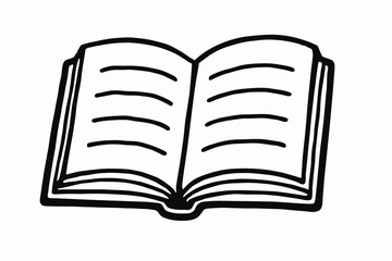handdrawn cute doodle style open book vector line illustration