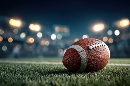 NFL Style Ball on Turf: Abstract Lights Background