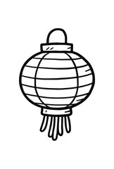 Fototapeta premium handdrawn cute doodle style paper lantern vector line illustration