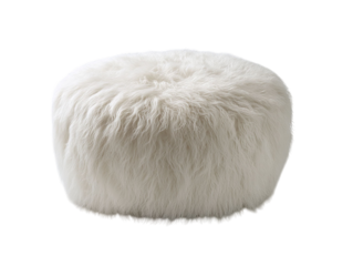 PNG of Fluffy white pouf, perfect for adding a cozy touch to any living space.