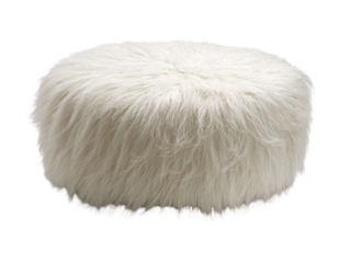 PNG of Cozy white fluffy ottoman perfect for modern living spaces and adding a touch of luxury.