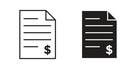 Invoice icon with editable stroke. Thin Line and flat icons for UI designs