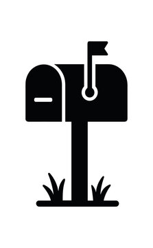 rural mailbox flat black solid vector illustration isolated on white background