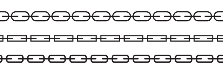 Obraz premium set of chains shape silhouette pattern, seamless repeatable isolated background. chain icon. Chains of different thicknesses. Chain links isolated on white background. Link icon.