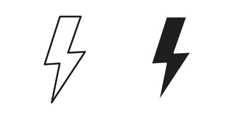 Lightning icon with editable stroke. Thin Line and flat icons for UI designs