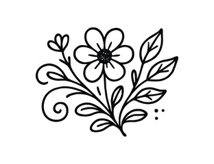 handdrawn cute doodle style flower ornament vector line illustration