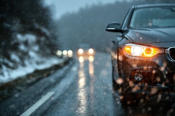 Slippery Road Conditions During Nighttime Winter Travel Safety