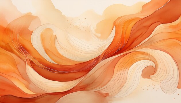 an abstract watercolor design featuring flowing orange and beige hues creating a warm and harmonious composition ideal for backgrounds or artistic projects