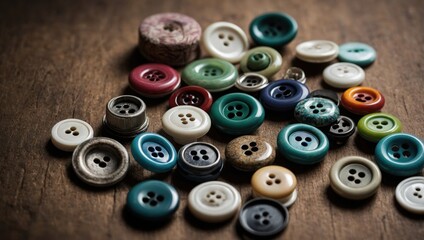 Close up of a huge group of colorful buttons on a table