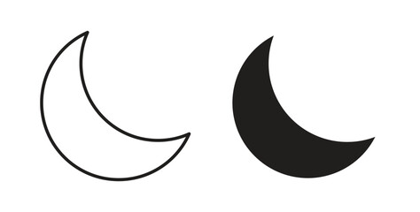 Moon icon with editable stroke. Thin Line and flat icons for UI designs © Annimo