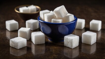 Close-up of three white sugar cubes