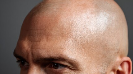 Fototapeta premium Close-up Portrait of Man with Little Hair Due to Alopecia