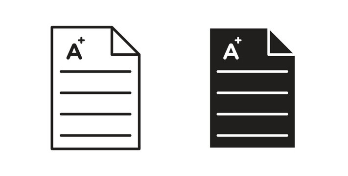 Report card icon with editable stroke. Thin Line and flat icons for UI designs