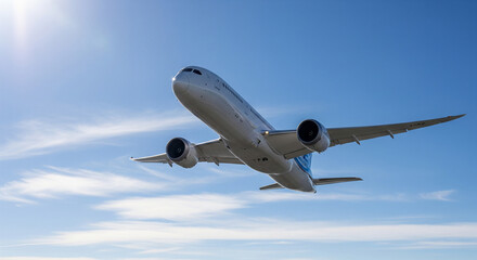 Obraz premium plane in the sky with beautiful clouds