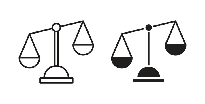 Scales of justice icon with editable stroke. Thin Line and flat icons for UI designs