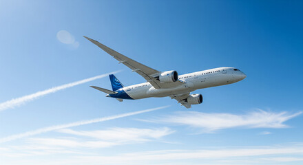 Obraz premium plane in the sky with beautiful clouds