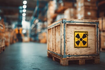 Hazardous Radioactive Material Container in Industrial Storage