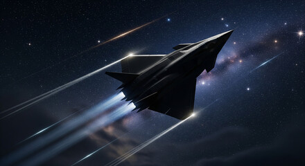 airplane with abstract background with stars