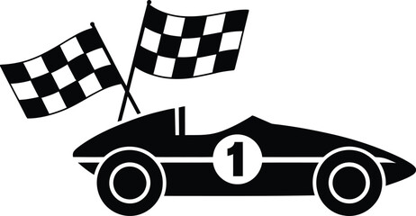 Race Car with Checkered Flags Icon