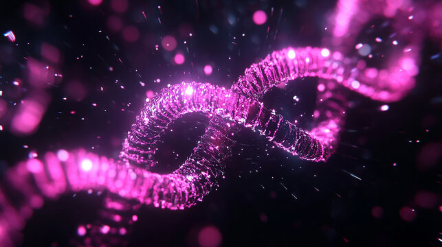 Digital double helix spinning in space with glowing strands and dynamic motion representing genetics, biotechnology, futuristic science, molecular structure, and advanced digital visualization