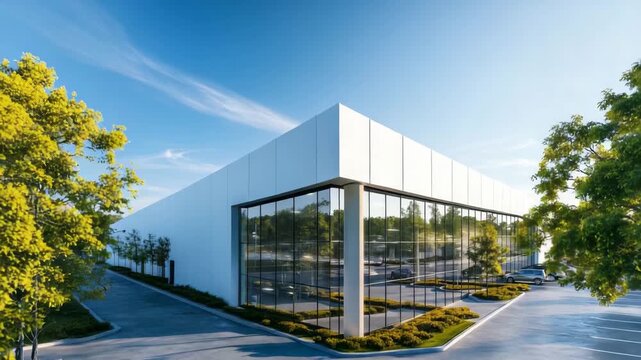 Modern Commercial Building Exterior in Sunlight