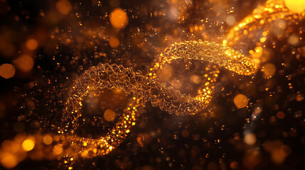 Digital double helix spinning in space with glowing strands and dynamic motion representing genetics, biotechnology, futuristic science, molecular structure, and advanced digital visualization