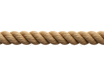 Realistic Twisted Manila Rope Horizontal Line — Isolated on Transparent Background PNG

