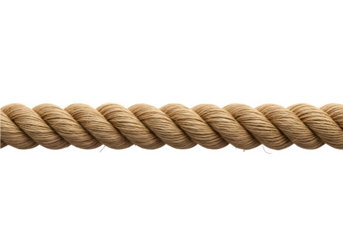 Realistic Twisted Manila Rope Horizontal Line — Isolated on Transparent Background PNG

