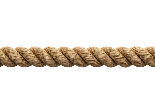 Realistic Twisted Manila Rope Horizontal Line &mdash; Isolated on Transparent Background PNG

